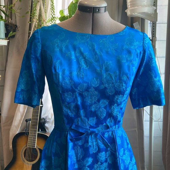 60s Vintage Silk Brocade Dress - Picture 1 of 5